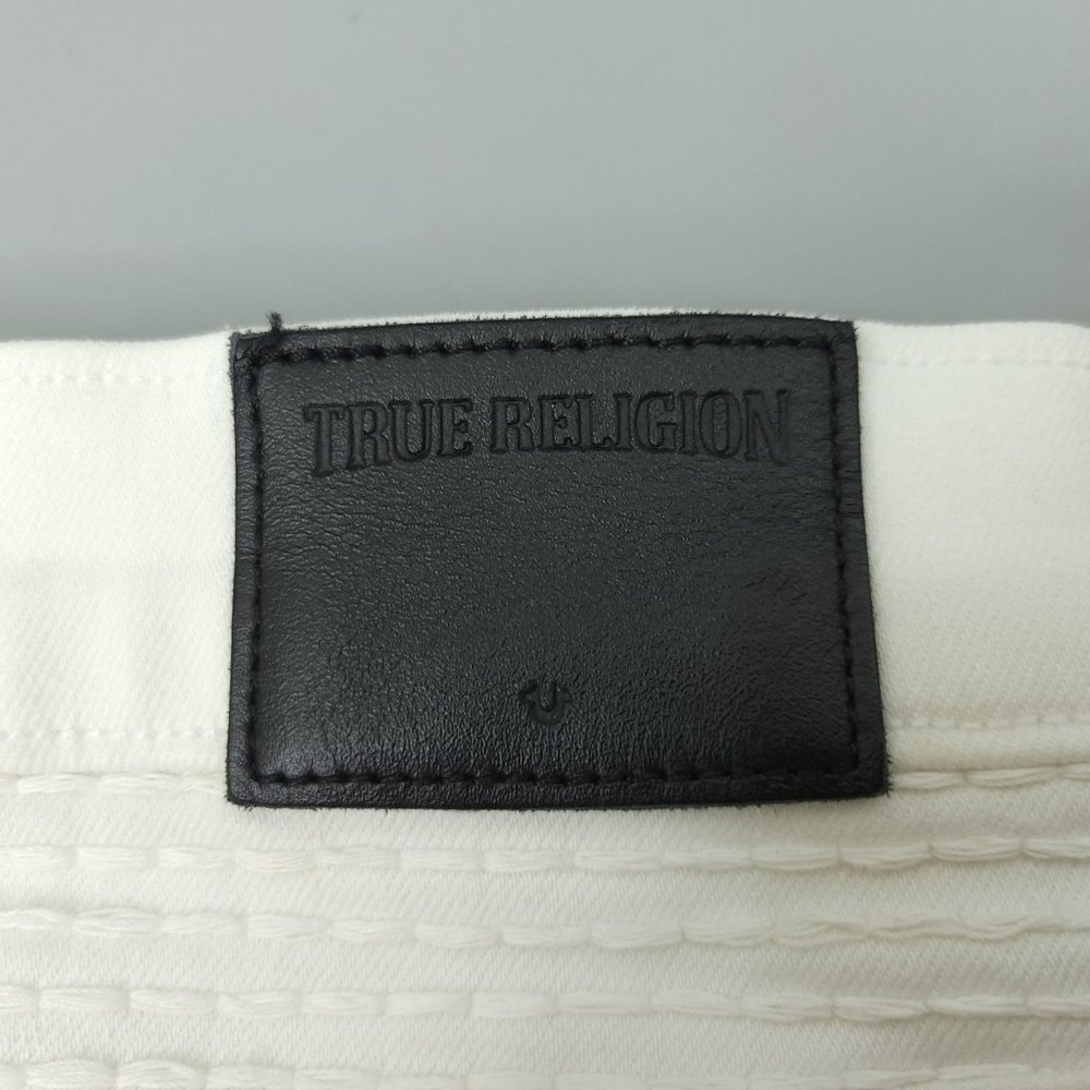 True Religion Halle Moto Jeans Size 26 Mid Rise Super Skinny White Distressed - Picture 7 of 15